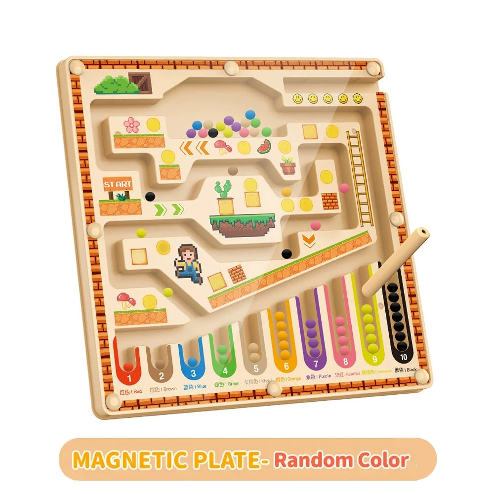 Montessori Magnetic Maze Puzzle - Roll, Guide, Win